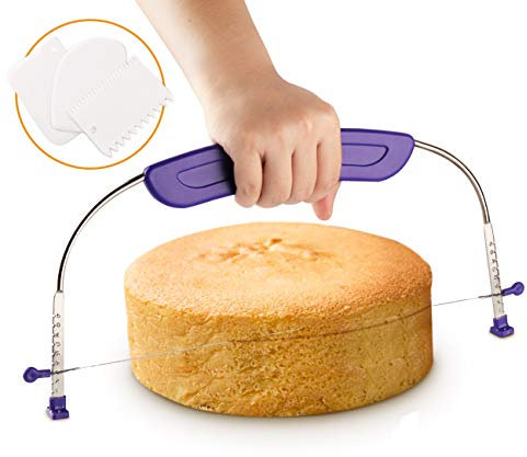 ilauke Torta Taglierina Affettatrice Leveler con 3pcs Scrapers di Torta di Plastica