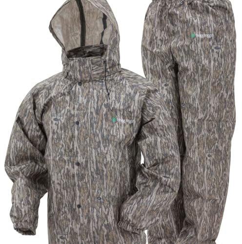 FROGG TOGGS Men's Standard Classic All-Sport 3-Layer Waterproof Breathable Rain Suit, Mossy Oak Bottomland, X-Large