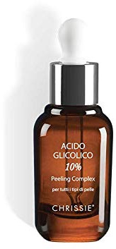 Chrissie Gesichtspeeling mit Glykolsäure 10 % 30 ml, Gesichtspeeling für Zellerneuerung, hellende und talgregulierende Wirkung, Glykolsäure, Flecken und Falten