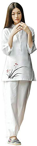FLY FLU Tai Chi Kleidung Damen，herren Damen Zen Meditation Anzug Tai Chi Uniform Chinesischer Kung Fu Kleidung Baumwolle/Leinen Yoga Anzug,Lotus-M