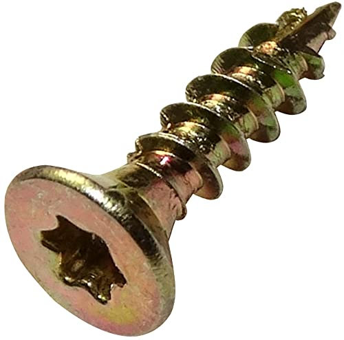 AERZETIX - C44451 - Juego de 100 - Tornillos para madera Ø3.5x16mm cabeza fresada con huella estrella T15 - acero cincado amarillo- montaje rosca sujeción fijación carpintería contrachapado aglomerado