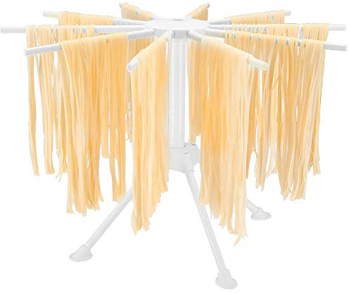 Soporte Plegable Secador de Pasta Fresca, Secador de Pasta Fresca Estante de Secado de Pasta Fideo Plegable con 10 Asas de Barra Fácil de almacenar, rápido de Instalar