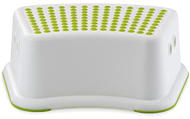Straame Sturdy Step Stool for Bathroom, Practical Non-Slip Toilet Step in White and Green for Kids, Multiuse Booster Step, Toddler Potty Training (Green, 1)