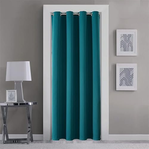 GYROHOME Tende per porte e finestre, colore verde acqua, con occhielli, tende oscuranti per camera oscurante, pannello singolo, per porte e finestre, 100 x 200 cm