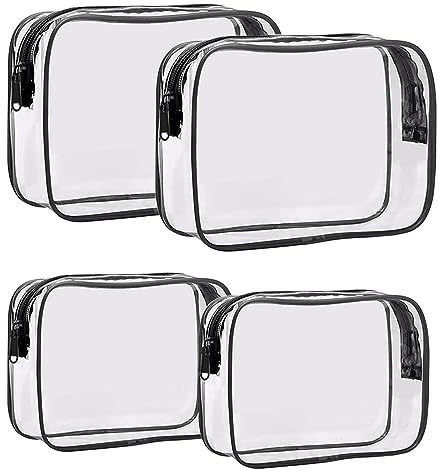Kosmetiktasche Transparent,4 Stück Durchsichtige Kosmetiktasche, Kulturbeutel Transparent Toiletry Bag,Kosmetiktasche Durchsichtig mit Reißverschluss
