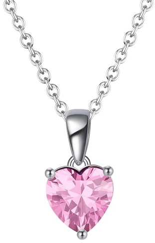 Bellitia Jewelry 925 sterlingsilver hjärta halsband januari månadssten ädelsten hänge med granat, årsdag födelsedagspresent fina smycken presenter till kvinnor flickor, Ädelsten, Turmalin