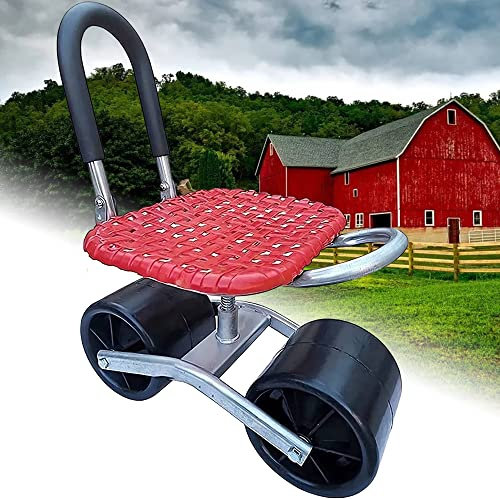 YURCI 360 ° Drehbarer Gartensitz Auf Rädern, Klappbarer Gärtnerwagen mit Rückenlehne und Verstellbarer Höhe, Rollender Gartenarbeitssitz für Jäten/Gartenarbeit/Rasenpflege für Gärtnerpflanzen