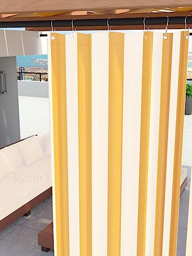 Byour3 - Toldos Exteriores Impermeables con Ojales Metálicos Anti-Moho - Cortinas Laterales Opacas Gazebo Toldo Lona Solar Parasol Balcón Terraza Jardin Pergola (Rayas Amarillo, L.320x272H)