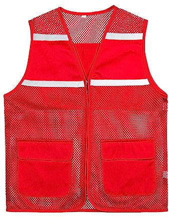 Mymyguoe Warnweste für Herren und Damen Warnschutz-Jacke für die Arbeit Sicherheitsweste Warnweste Reflektierendes mit reflektierenden Streifen Outdoor Weste mit Vielen Taschen Anglerweste