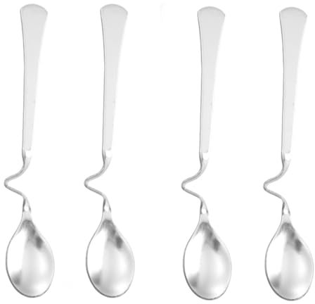 LATRAT 4 cucchiai in acciaio inox con manico curvo, cucchiaino da caffè, cucchiaino da caffè, cucchiaino da caffè, cucchiaino in acciaio inox, cucchiaio da marmellata, cucchiaino da tè