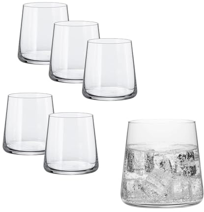 Rona2serve Whiskytumbler D.O.F. Mode Rona 410 ml, 6 Gläser Set Double Old Fashioned Glas, modernes Whiskyglas 6er Set, spülmaschinenfest, bleifreies Kristallglas