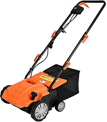 COSTWAY Elektro Vertikutierer Rasenlüfter, 1500W, 3 Stufen Arbeitstiefe, 32 cm Arbeitsbreite, 30 L Fangkorb, Messerwalze & Lüfterwalze, Rasen Vertikutierer für Garten (Orange, 32 cm Arbeitsbreite)
