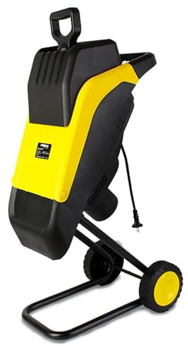 Cippatore/trituratore Elettrico Professionale da 2500 W, trituratore da Giardino, Diametro Massimo 35 mm, trituratore per Rami di Alberi e Foglie, Include Sacco di Raccolta da 50 Litri, trituratore