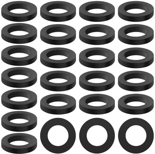 FOMGIIN 25 Pièces Rondelles Caoutchouc Souple, 19mm Joint Plat Plomberie Bague D'éTanchéIté Douche Kit, Rondelle de Tuyau pour Raccord Jardin, Petit Joint Torique Noires Joint pour Douche Robinet