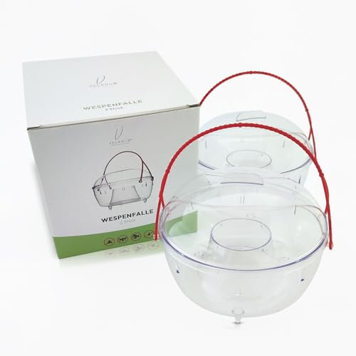 VELAHUB Professionelle Insektenschutz Wespenfalle 18 cm Groß und Effektiv Umweltfreundlich, Ohne Chemikalien Insektenfalle Fliegenfänger Wespenfänger Set von 2