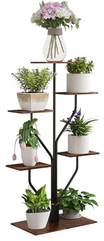 Todeco Porte plante interieur 6 Niveaux, Support plantes en Métal, étagère plante interieur support pot de fleurs pour Salon Balcon Jardin Bureau
