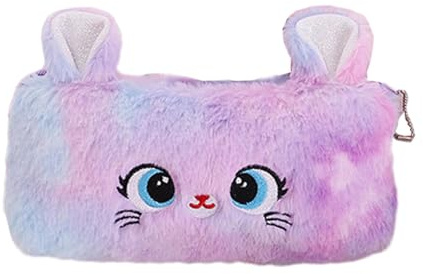 Katzenetui, modische weiche Plüsch Katze Federmäppchen Mäppchen Mäppchen Mäppchen mit großer Kapazität Stifteorganizer für Schule Bürobedarf, Farbverlaufsfarben Stifttasche, Lila, Refer to