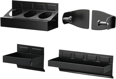 Magnetic Toolbox Shelf,Magnetic Tool Tray,Paper Towel Holder,Parts Storage Trays Variety of Use, Durable, Magnets Any Metal Surface 4-Piece Set, Black
