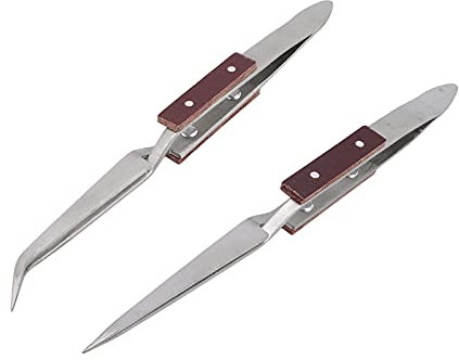 Pinzetten LöTpinzetten 2PCS Industrie Pinzetten Kreuzpinzetten Pinzetten Edelstahl Rostfrei für SchmuckschweißProzesse, Reparatur Elektronischer Teile, KüNstliche Wimperntransplantation