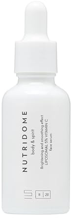 Nutridome Body & Spirit - Sérum visage anti-décoloration avec vitamine C liposomale 5 % - 30 ml - Sérum éclaircissant et régénérant pour le visage - Soutient un teint uniforme