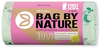 210 Stück Bio-Auskleidesäcke, 120 l | Maisstärke, Rolle, hellgrün, L: 90cm, B: 130cm, Biomüllbeutel, Einmaltüten, Einmalsäcke,Biomüllsäcke für Biomülltonne, Müllbeutel