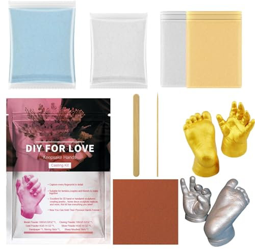 Generisch Paar-Handabdruckset, Gipsabdruckset, Handabdruck-Set Für Paare - Gips-Set Mit Handhaltung, Erinnerungsstatue & Paaraktivitäten für Hochzeit, Verlobung und Valentinstag