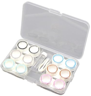 DEARMAMY 6piezas Estuche para Lentes De Contacto Caja Transparente con Porta Lentes Pinzas y Ventosa Hogar Viajes