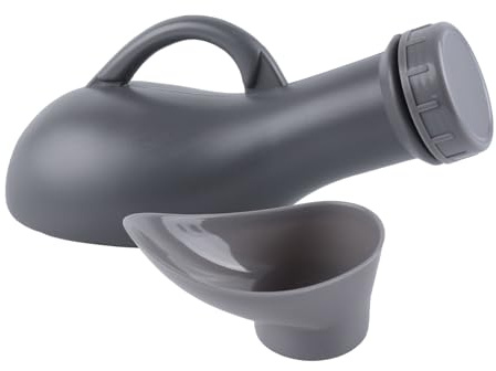 1000ml Large Capacity Urinal for Men and Women Portable Urine Bottle with Lid Clear Scale No Spill Odorless Design Lightweight and Sturdy Ideal for Seniors Night Use Detachable (Gray)