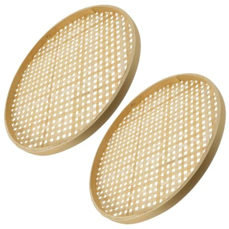 Passoire en Bambou Ronde 2 Pièces, Naturelle, Beige