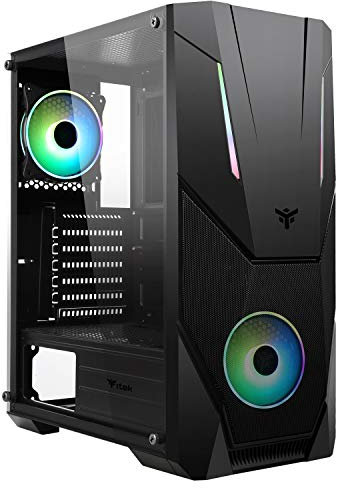 Itek SPACIRC VO - Case PC Gaming Middle Tower ATX, 2 Ventole da 12 cm ARGB in dotazione, 2xUSB3.2 - frontale ABS e traforato, pannello laterale in vetro temperato, nero