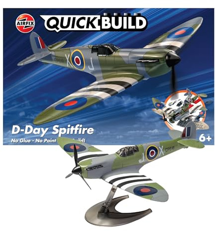 Airfix QUICKBUILD Model Aircraft Kits - J6045 D-Day Spitfire Model Building Kit for Kids 6+, Construction Plane Toys for Boys & Girls - Fighter Jet Planes & Toy Aeroplane Sets, Plane Enthusiast Gifts