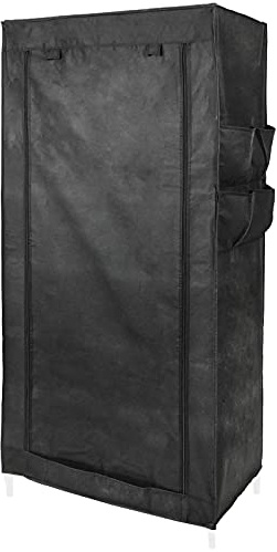 PrimeMatik - Armario ropero guardarropa de Tela Desmontable 70 x 45 x 155 cm Negro con Puerta Enrollable