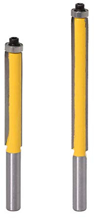 DingGreat 2Pcs 8mm Tige Fraise à affleurer à roulement, Fraise à Copier Avec Roulement Supérieur, Extra-longue Fraise à Bois
