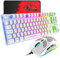 Teclado y Mouse para Juegos, Teclado USB retroiluminado con Arco Iris de 88 Teclas + Mouse para Juegos Ultraligero programable de 6400 PPP, para PC PS4 PS5 Xbox portátil Mac (Blanco)