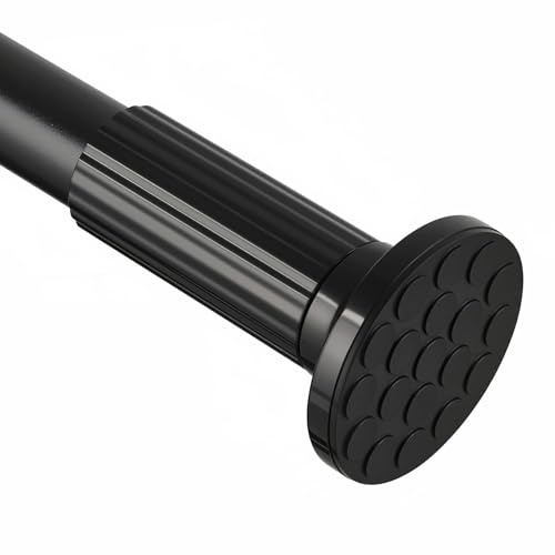 ZOCONE Tension Curtain Rod 51-168 In(4.25-14 Ft), Outdoor Curtain Rod No Drilling for Patio Window, Adjustable Shower Curtain Rod for Bathroom, Extra Long Tension Rod Diameter 1.26In Never Rust, Black