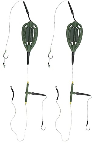 Set di Alimentatori da Pesca da 2 Pezzi Dispositivo di Nidificazione di Carpe a Linea Lunga Set da Pesca Alimentatore per Esche da Pesca alla Carpa(48g)