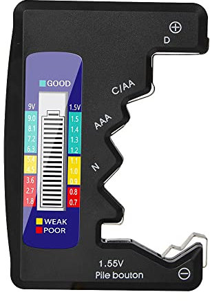 DollaTek Universal Battery Capacity Tester - AA AAA LR44 9V Battery Tester - LCD Display - Black