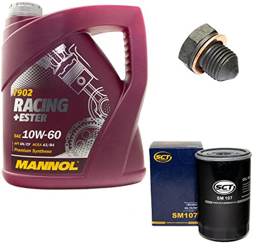 Motoröl Set Racing+Ester 10W-60 4 Liter + Ölfilter SM107 + Ölablassschraube 12281