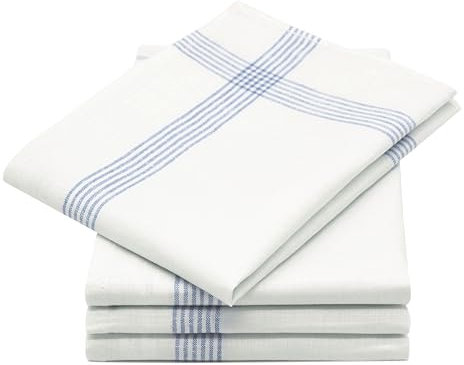 ZOLLNER 4er Set Geschirrtücher, Küchentücher, 50x70 cm, Leinen, weiß blau