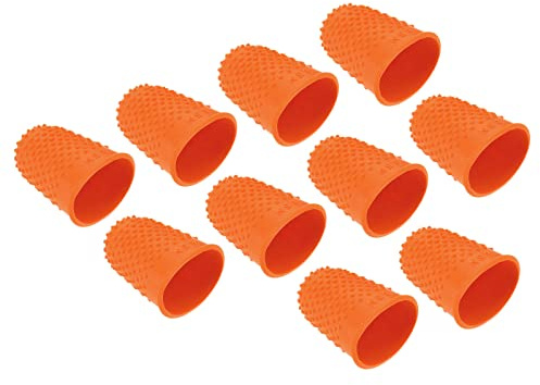 PATIKIL Fingerspetsar i gummi på 0,87 x 1,3 tum (0,87 x 1,3 tum) 10-pack tumskydd för fingertoppsskydd skyddsdynor fingergrepp för kontorsräkning sömnad, orange XL-storlek