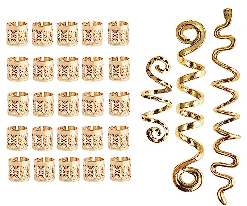 VOANZO Viking hårtillbehörssats viking hårpärlor justerbara metallmanschetter hårflätning pärlor för kvinnor män flätor dekoration