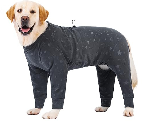 Dog Coats Autumn Winter Jumpsuit for Large Medium Dogs, Warmer Recovery Suit Polar Fleece Dog Bodysuit Lightweight Pajamas Pullover Stretchy Onesie Four-Legged Cold Weather Clothes(3XL, Grey)