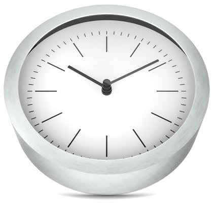 MEBUS 2in1 Wanduhr und Tischuhr mit gebürstetem Aluminium-Gehäuse I ohne Tickgeräusche Dank präzisem Quarzuhrwerk I Weiß/Silber I 15 cm klein