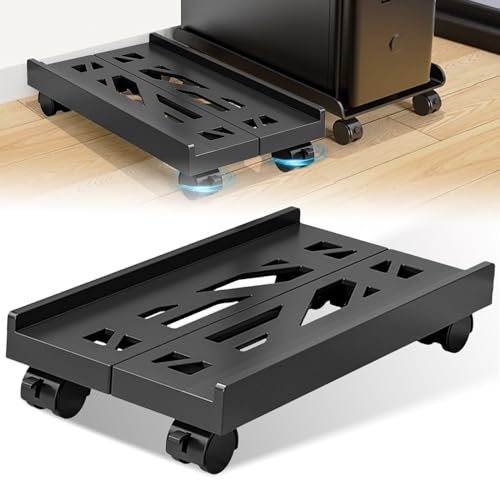 Mobile PC Ständer CPU Ständer, Einstellbarer Breite Desktop Computer Tower Ständer CPU Computer Halterung unter Schreibtisch Universal Mobil PC Ständer mit 4 Lenkrollen, Rollen Feststellbar