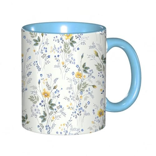 Kaffeebecher Mug,nahtloses Blumenmuster mit Rosen auf weißem Hintergrund,kaffeebecher porzellan, tasse Füllmenge 330 ml - sehr interessante bedruckte Teetassen