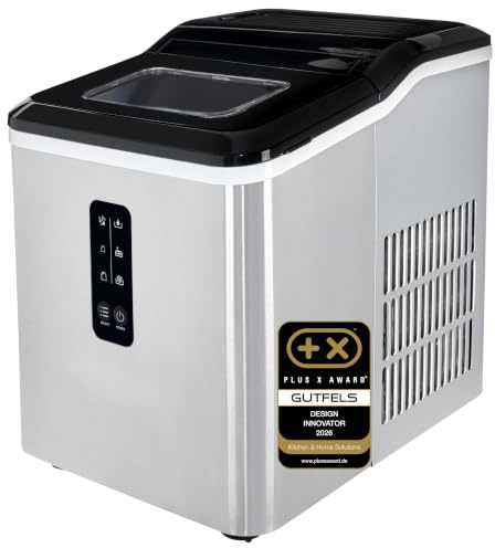 GUTFELS Eiswürfelmaschine ICE MAKER 4015-12 kg/24 h, 2 Größen | 120 W Eiswürfelbereiter mit Display & Schaufel – kompakt für Küche, Balkon und Partys