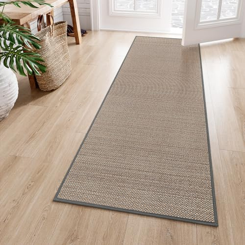 Lahome Farmhouse Kitchen Runners Non Skid Washable 6ft, Carpet Runners for Hallway Entryway Indoor, Neutral Non Slip Non Shedding Floor Carpet for Entry Bathroom, Grey