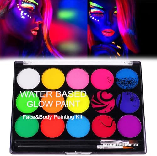 Kinderschminke Set, Halloween Kinderschminke Set, 15 Farben Kinderschminken Set, Gesichtsfarbe Kinderschminken, Waschbar Face Paint Bodypaint Schminkset, für Halloween Weihnachten Schminke Fasching