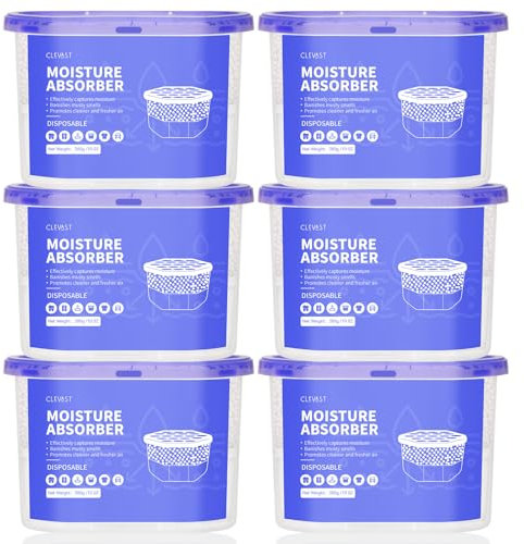 CLEVAST 6 Pezzi Deumidificatore casa muffa, Assorbitore di Umidità per Ambienti, Neutralizzatore di Odori, Deumidificatore per Cucina, Armadio, Bagno e Studio