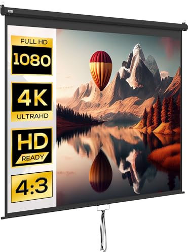 HOMCOM Schermo per Proiettore 120 Pollici Formato 16:9/4:3 Regolabile, Schermo di Proiezione Compatto 244x183cm Bianco e Nero